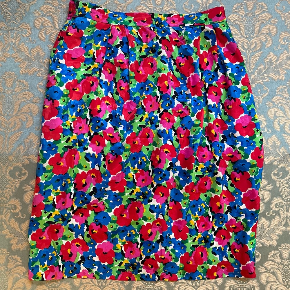 Vintage silk floral skirt
